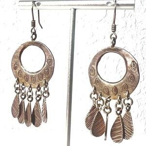 Southwestern Dangle Earrings Chandelier Fringe Teardrop Textured Charms Ornate
